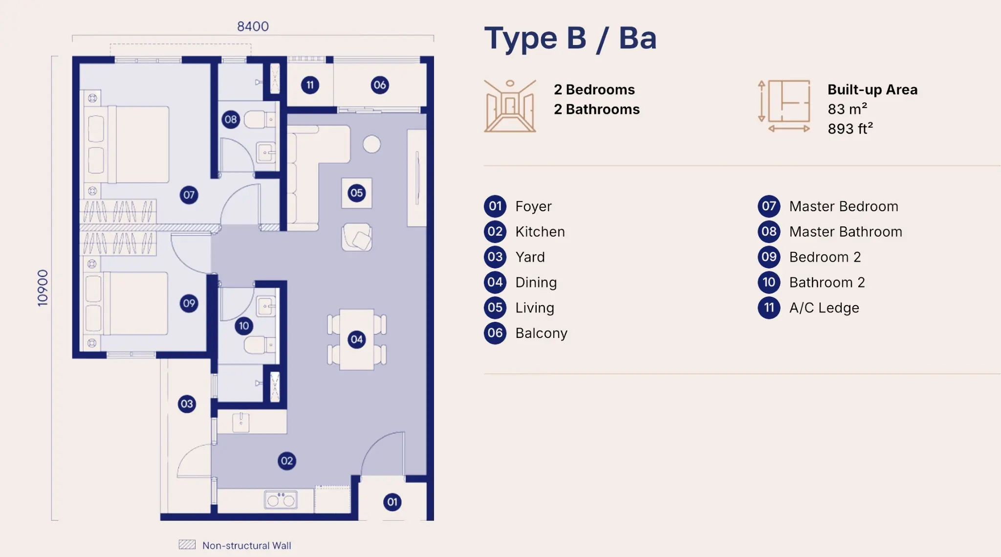 Tuju Residences layout Type B/BA