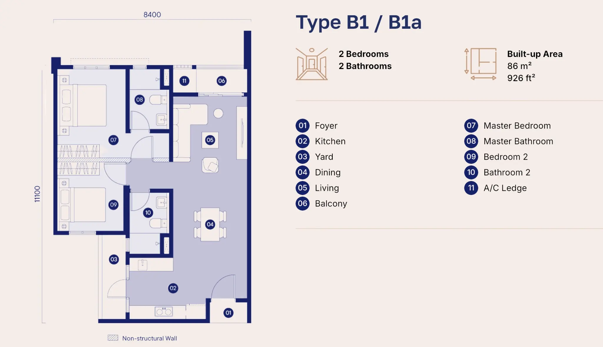 Tuju Residences layout Type B1/B1a