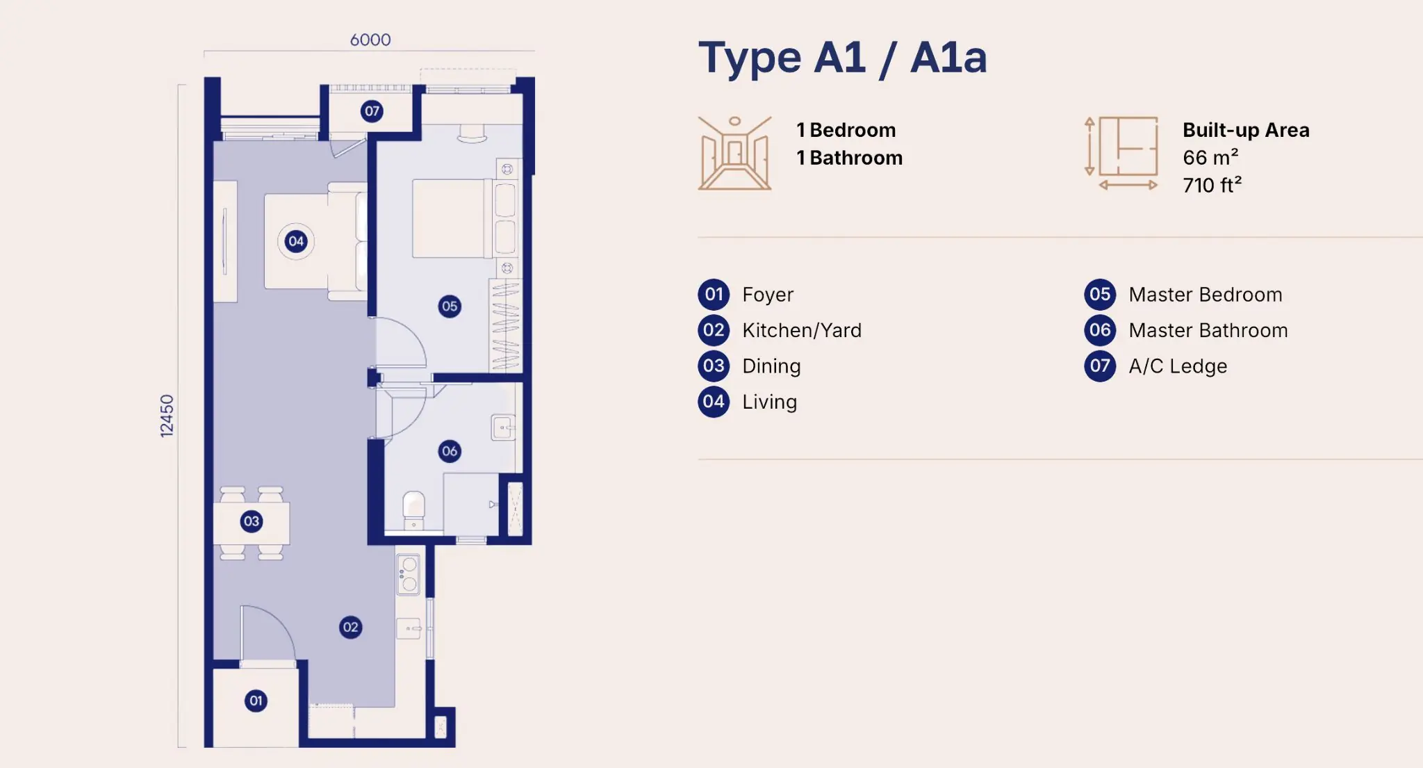 Tuju Residences layout Type A1/A1a